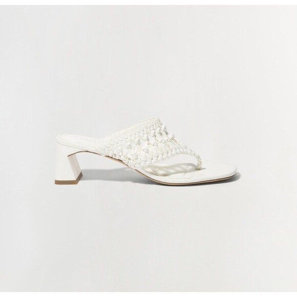 SIMKHAI Alia Block Heel in Ivory white block kitten chunk sandals open toe - Picture 1 of 10